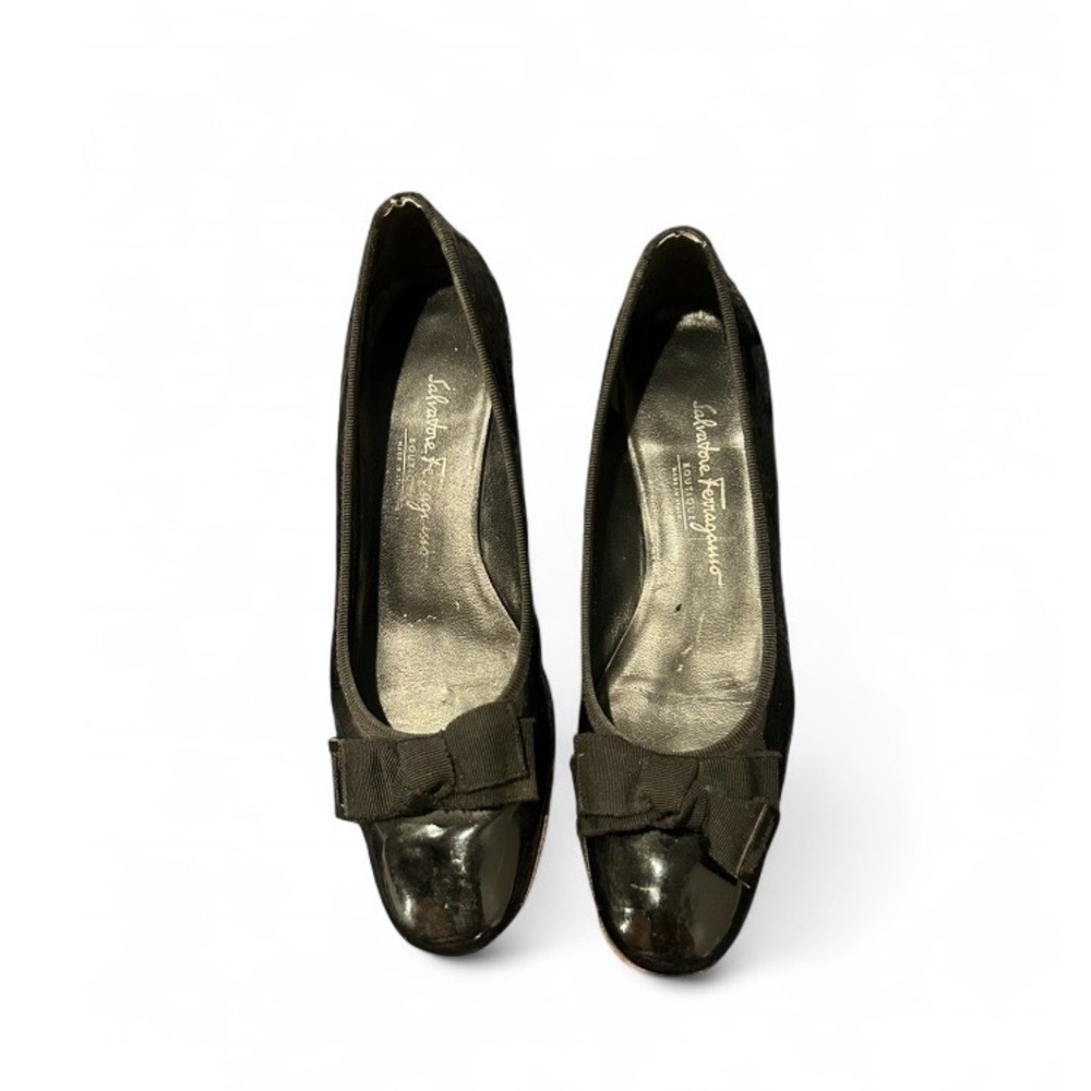 Salvatore Ferragamo Black Patent Leather Flats